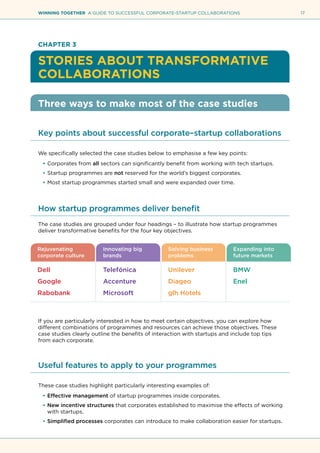 17WINNING TOGETHER A GUIDE TO SUCCESSFUL CORPORATE-STARTUP COLLABORATIONS
CHAPTER 3
STORIES ABOUT TRANSFORMATIVE
COLLABORA...