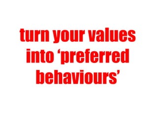 turn your values into ‘preferred behaviours’ 
