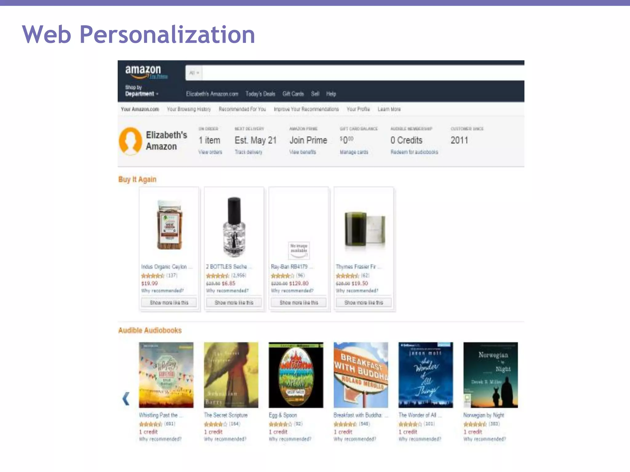 Web Personalization
 
