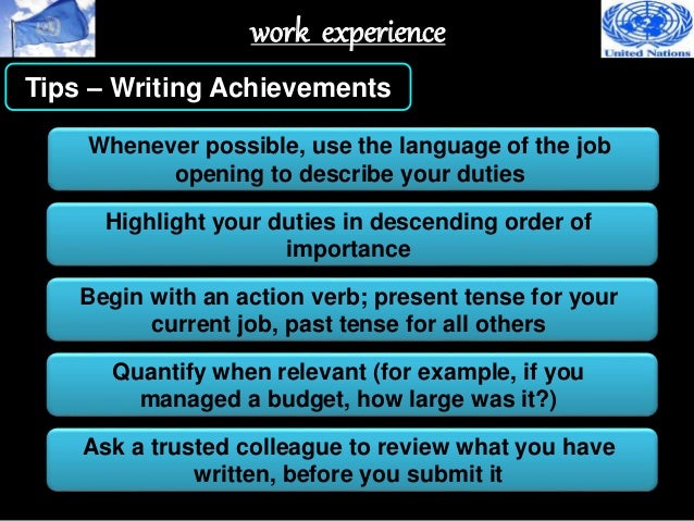 34 work experience tips writing achievements