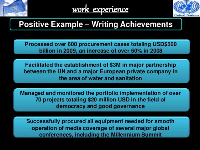 achievements on job application example