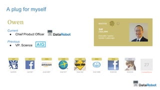 A plug for myself 
Current 
● Chief Product Officer 
Previous 
● VP, Science 
 