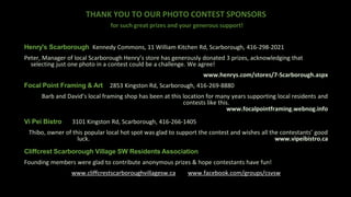 Winning selections for Cliffcrest Scarborough Village SW Residents Association Photo Contest 