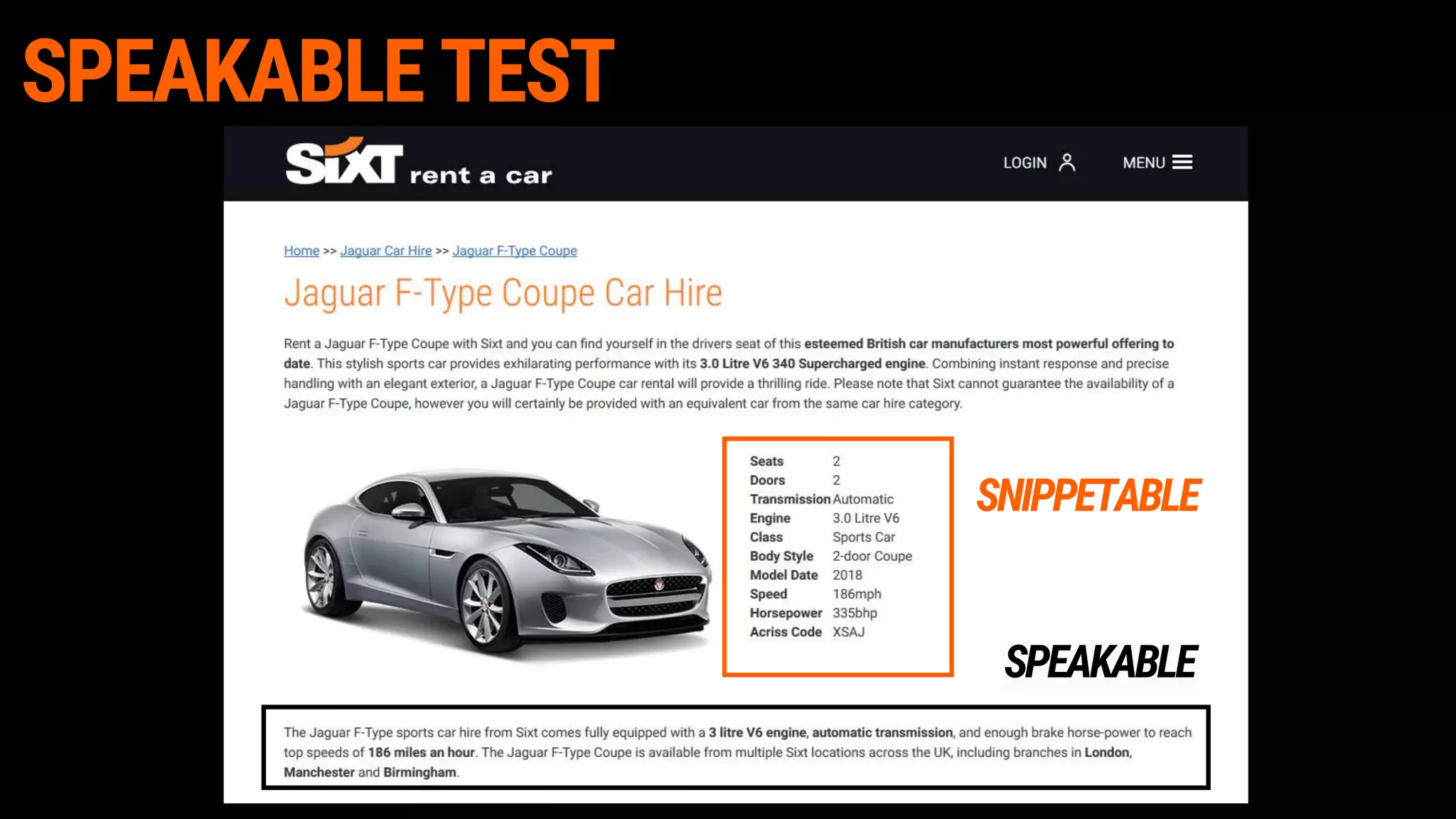 SPEAKABLE TEST
SNIPPETABLE
SPEAKABLE
 