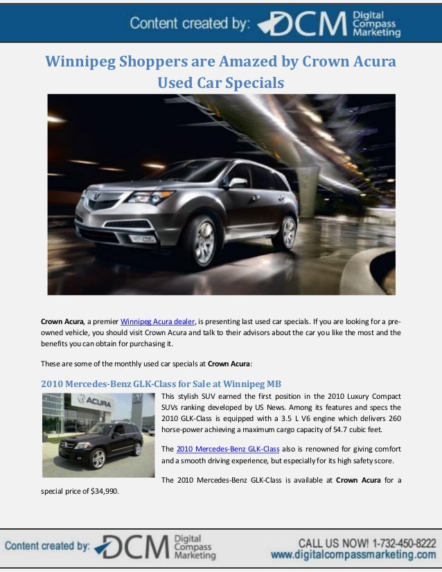 winnipeg shoppers are amazed by crown acura used car specials
