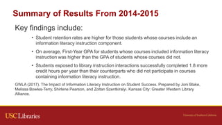Summary of Results From 2014-2015
Key findings include:
• Student retention rates are higher for those students whose cour...