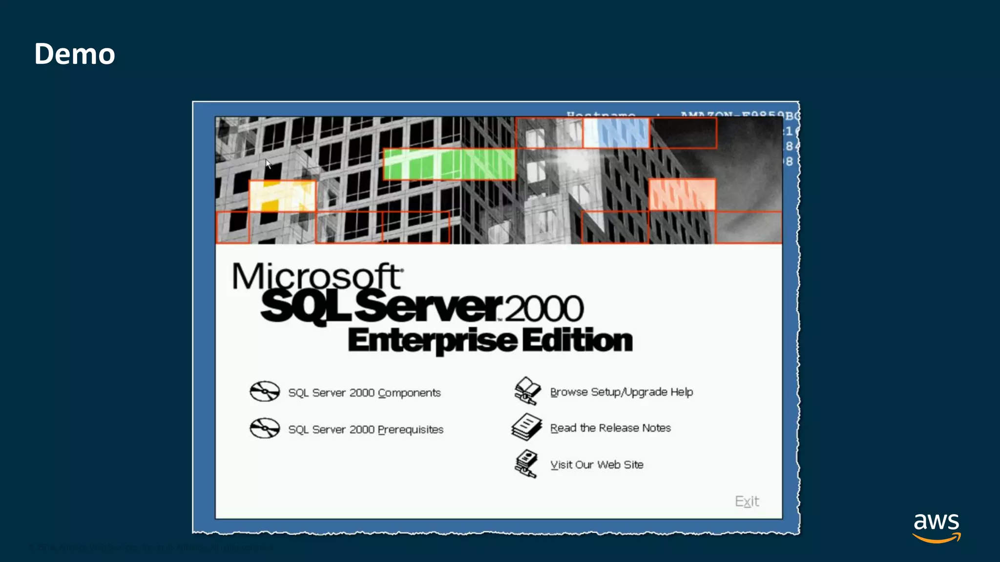 © 2020, Amazon Web Services, Inc. or its Affiliates.
© 2018, Amazon Web Services, Inc. or its Affiliates. All rights reserved.
Demo
 