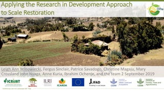 Transforming Lives and Landscapes with Trees
Applying the Research in Development Approach
to Scale Restoration
Leigh Ann ...