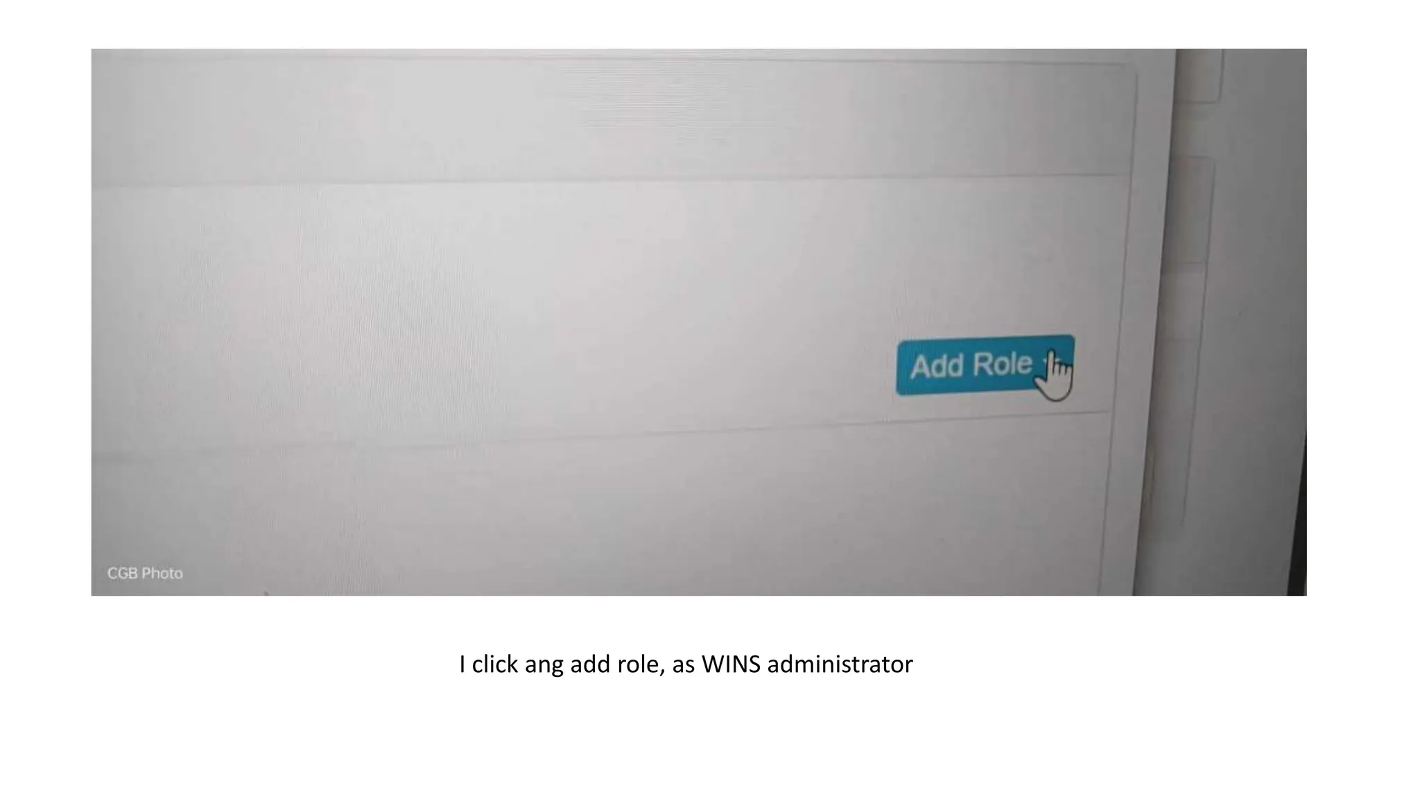 I click ang add role, as WINS administrator