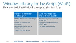 PAGE 21   twitter #wins8camp   http://bit.ly/wins8cheatsheet   Blog http://blogs.msdn.com/dorischen
 