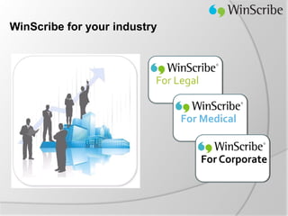 WinScribe for your industry



                          For Legal


                               For Medical


                                      For Corporate
 