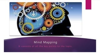 Mind Mapping
It con sist s of all t h e key poin t s t o t h e t opic.
 