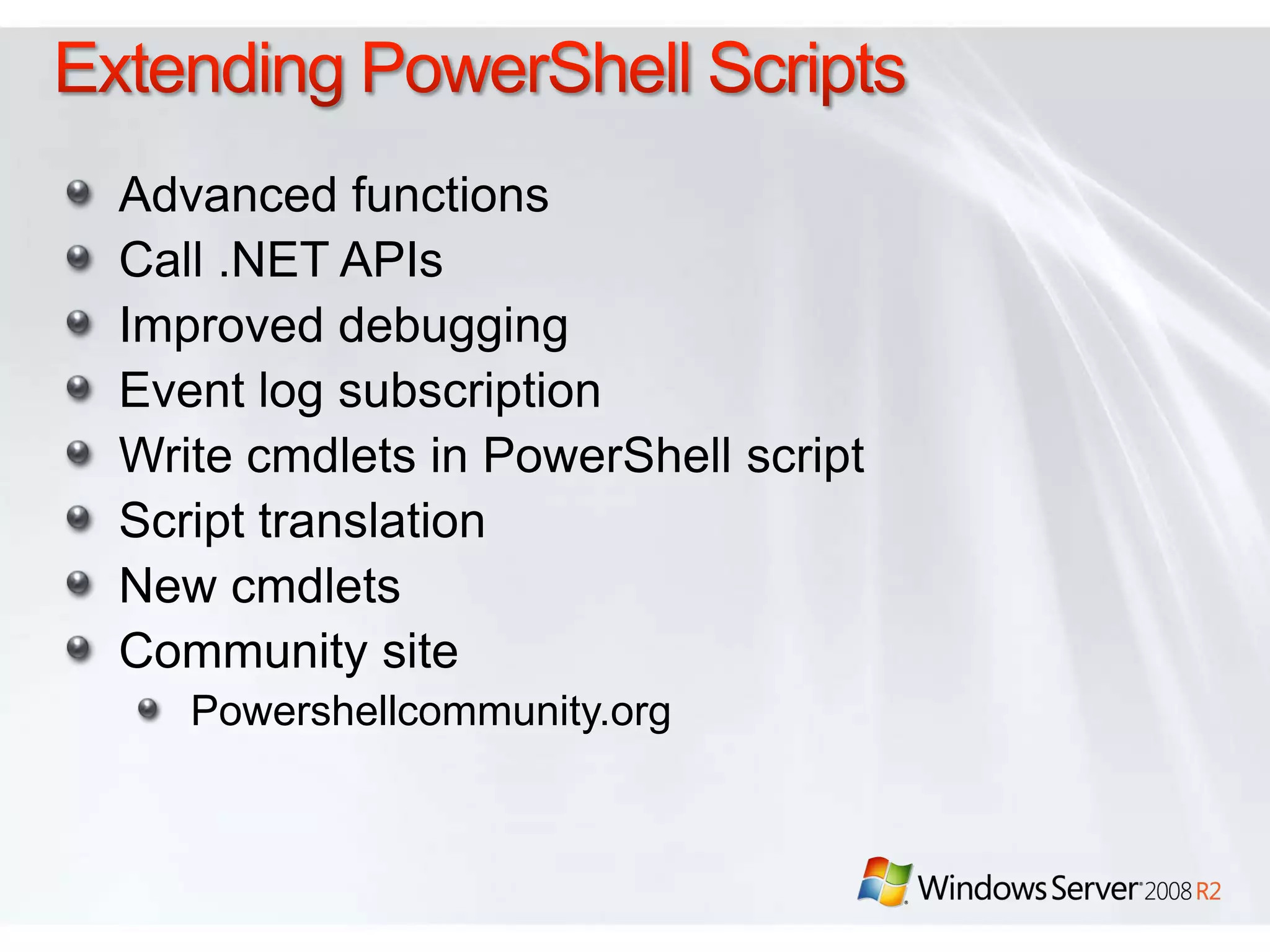 Power SavingsWS03 vs. WS08 RTM vs. R2Lower is betterTPC-Eworkload