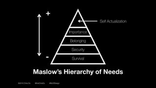 ©2016 Chris Do @theChrisDo #BizOfDesign
Self Actualization
Maslow’s Hierarchy of Needs
Survival
Security
Belonging
Importance
+
-
 