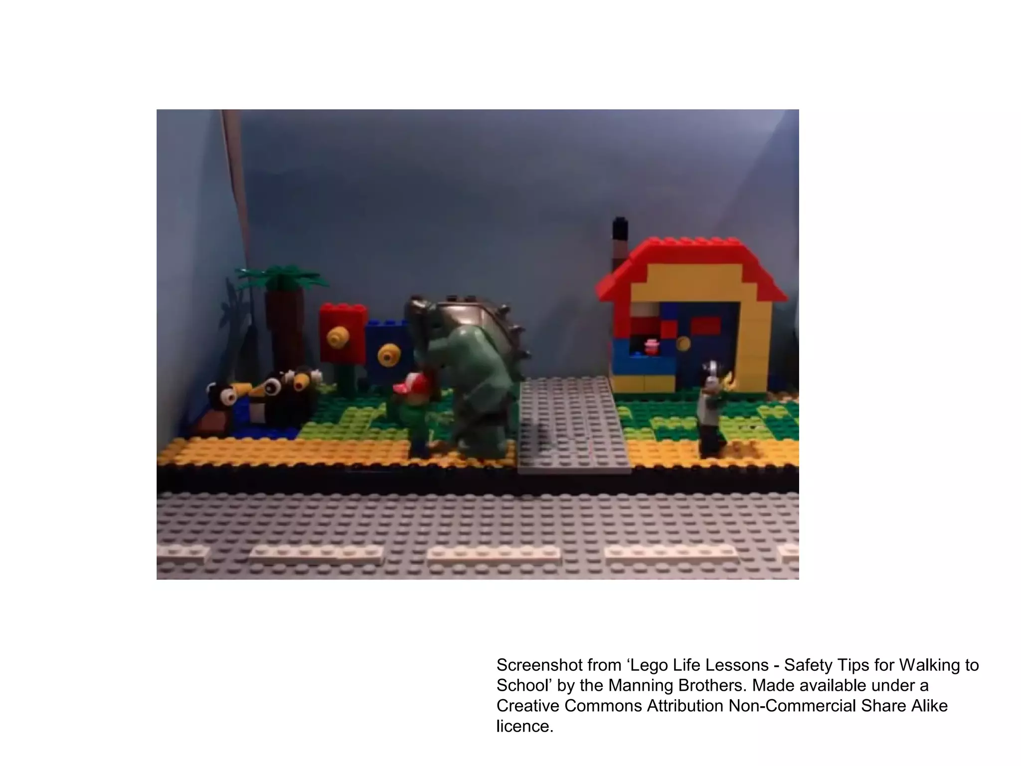 Screenshot from ‘Lego Life Lessons - Safety Tips for Walking to
School’ by the Manning Brothers. Made available under a
Creative Commons Attribution Non-Commercial Share Alike
licence.

 