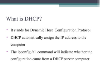 Wintel ppt for dhcp | PPT | Computer Networking | Computing