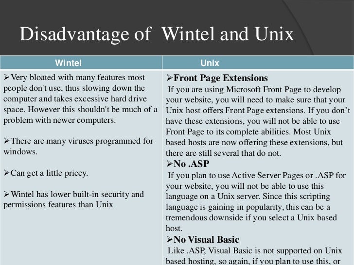 Wintel vs unix 2