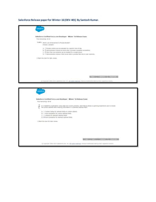Salesforce Release paperfor Winter-16(DEV-401) By Santosh Kumar.
 