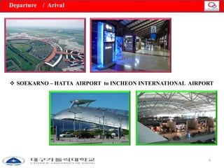 □ Nov 27 : Soekarno – Hatta Airport, Jakarta 
Departure / Arival 
 SOEKARNO – HATTA AIRPORT to INCHEON INTERNATIONAL AIRPORT 
4 
 