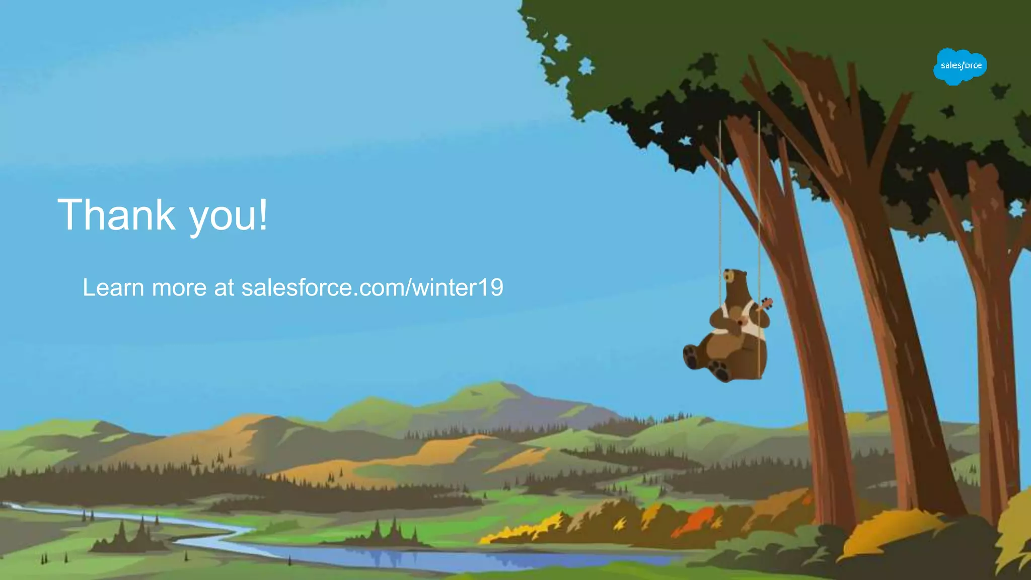 Thank you!
Learn more at salesforce.com/winter19
 