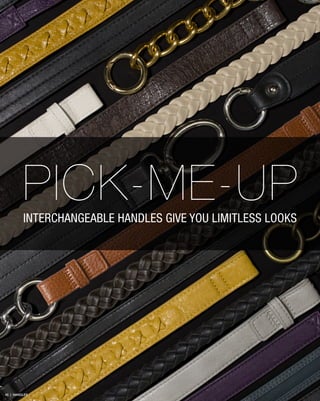 PICK-ME-UP
INTERCHANGEABLE HANDLES GIVE YOU LIMITLESS LOOKS

45 | HANDLES

 
