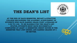 Bryant & Stratton College Dean's List & Academic Awards - Winter 2022 | PPT