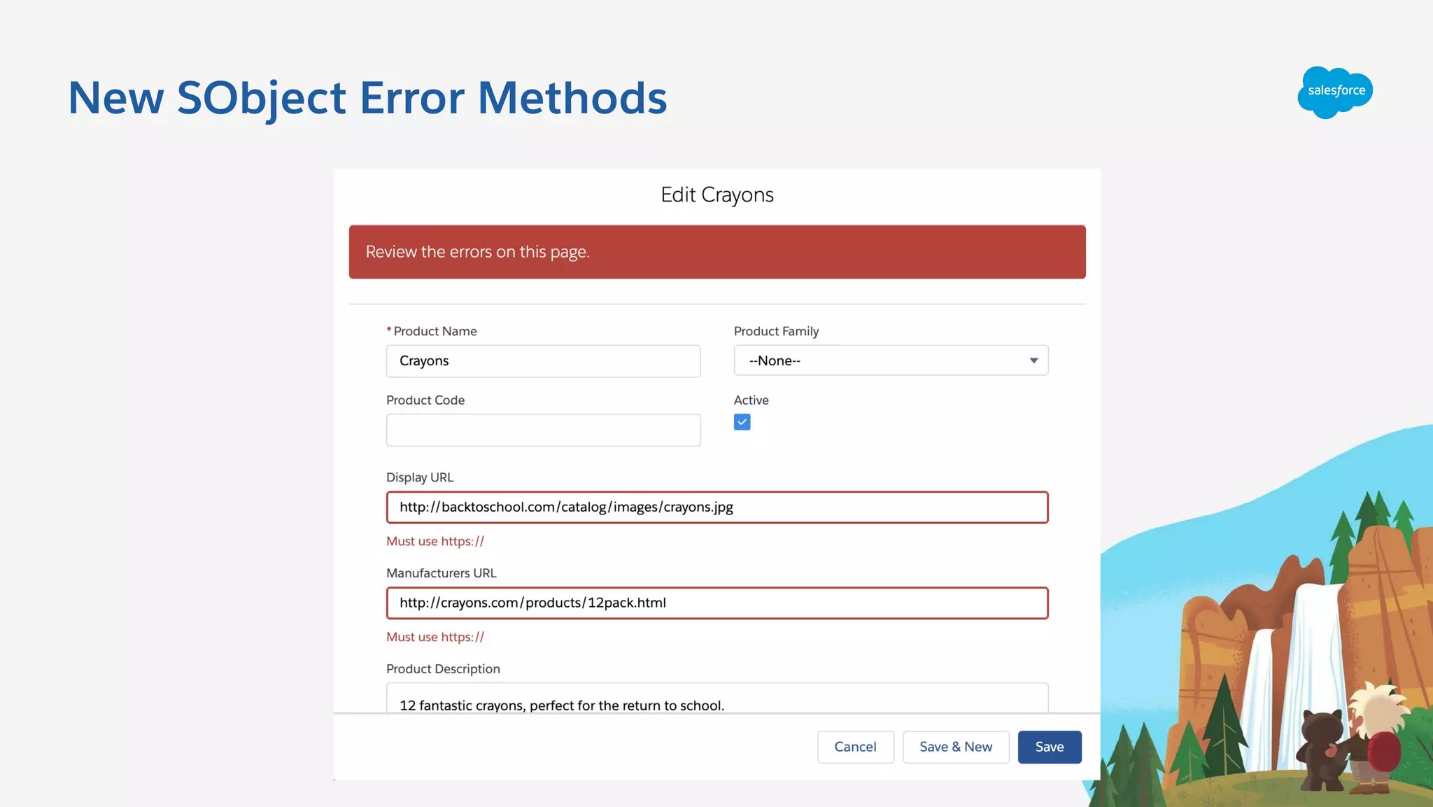 New SObject Error Methods
 
