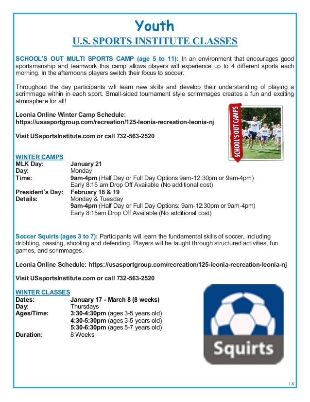 Borough Of Leonia Recreation Winter Brochure 2019