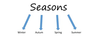 Seasons
Winter Autum Spring Summer
 