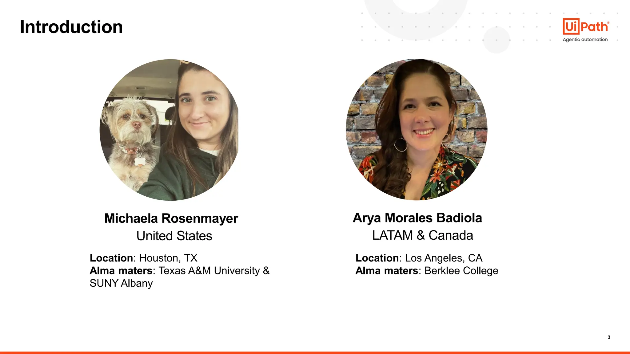 3
Michaela Rosenmayer
United States
Location: Houston, TX
Alma maters: Texas A&M University &
SUNY Albany
Arya Morales Badiola
LATAM & Canada
Introduction
Location: Los Angeles, CA
Alma maters: Berklee College
 