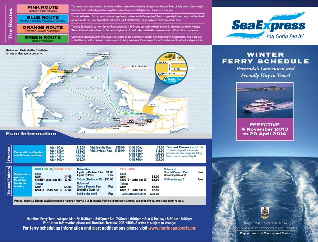 Bermuda Winter Ferry Schedule 2014