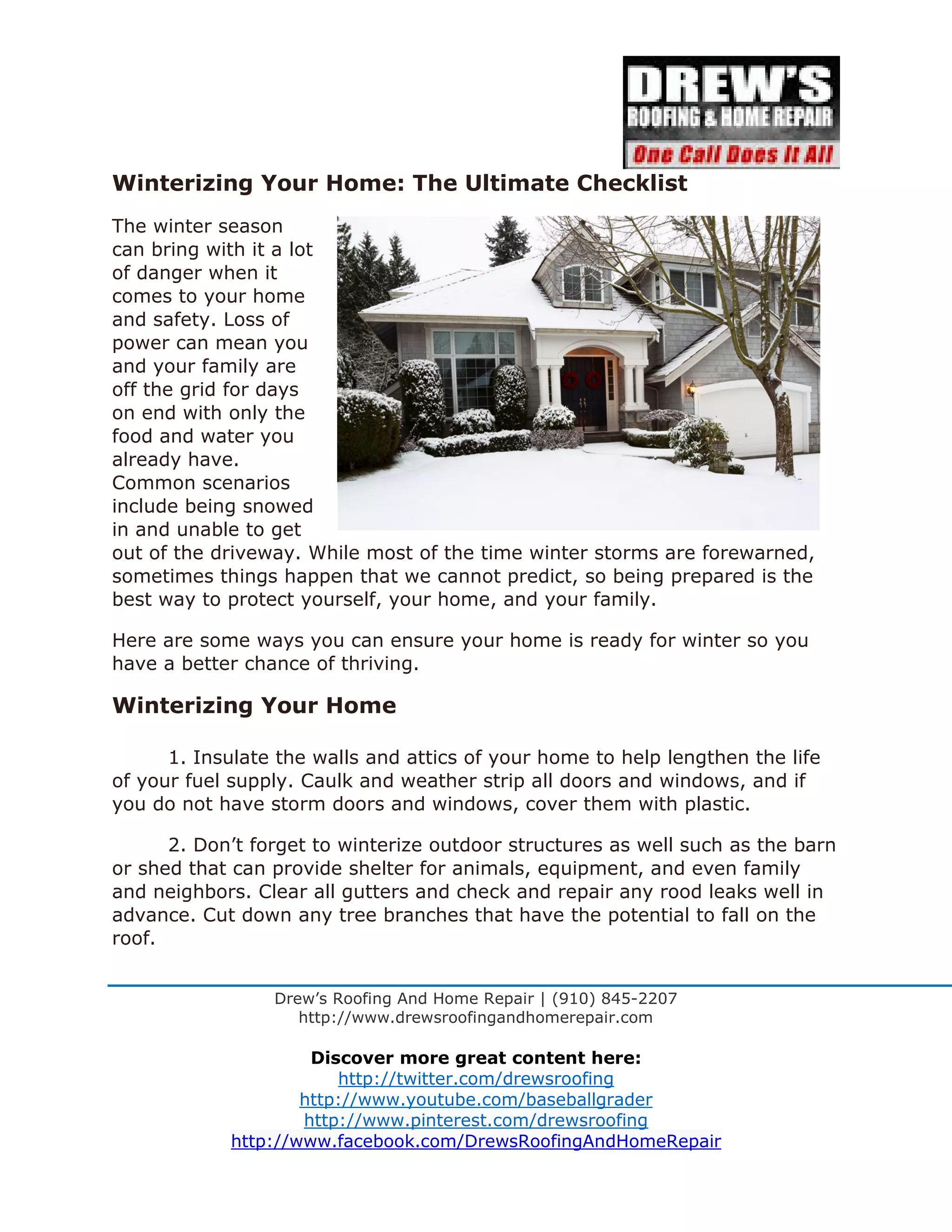 Winterizing Your Home: The Ultimate Checklist | PDF