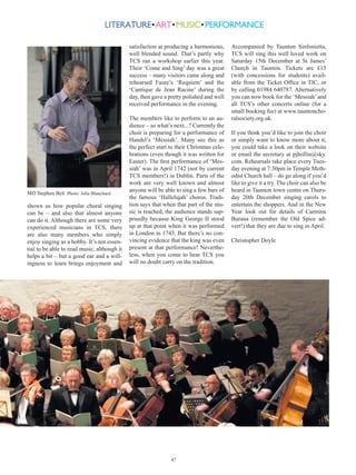 North Curry Film Club

                                               Aim to show contemporary films that do not get a wide distribution by
                                               large multiplex cinemas. The majority of films are in the English lan-
guage but foreign, subtitled films are also shown. The equipment is owned by the village hall and is available for hire
to other interested groups. Initially showings were to members only, but from September 2012 it is possible to view
individual films for a payment of £5 on the door, if the Hall is not too full. We are also introducing a ‘Winter Warmer’
series of films on Saturday afternoons in the Winter, with tea and cake. Information about these extra programmes will
be given nearer the date. there will be a charge of £2 for members and £5 for non-members. Nov 28 th Mao’s Last
Dancer, Dec 19 Albert Nobbs, Jan 23 We have a Pope, Feb 27 Sex Drugs annd Rock and Roll. Contact:
Heather Williams, Willow Cottage, Knapp, Taunton, TA3 6BB



                                 The Regal Theatre, Minehead
                                The largest film society in the South West. Has been running for 18 years. Unlike
                                many film societies now they still run 35mm film as well as digital – some affician-
                                does believe that it delivers better quality film. They have nearly 400 members and are
                                based in the Regal cinema though it is temporarily closed for refurbishment. Show an
                                ecelectic mix of English and foreign language films.
                                November screenings in the Methodist Hall, opposite the Regal while the theatre is
                                closed.
‘The Descendants’ on November 13 are available from Toucan Wholefoods, The Parade, Minehead, or telephone Vic-
toria Thomas on 01643 831343.
Membership for the season costs £16.50 for an individual and £27 for a couple, with a concessionary price of £11 per
person. Admission to films costs £2.50 for members and £4.50 for guests. Tuesday, February 19 – The Angel’s Share.


                                      Taunton
                                      Film Society

                                        Formed in
                                        2003 The films
                                        shown tend
       to be contemporary, of all genres and from a
       variety of different countries. Also promote               Cinema Obscura, Wiveliscombe.
       the study and appreciation of film by arrang-              Formed in 2000 to spotlight films you might not
       ing events, such as earlier this year a showing            otherwise see. They have given several films their
       of ‘Pina’ at Tacchi-Morris which also involved             South-West premiere, and shown others never
       a performance by some dance students or at                 screened elsewhere in the UK.  Alongside recent
       the end of 2011 the day conference we ran                  films from around the world they find room for
       about book/film links based on ‘Never Let Me               neglected classics.
       Go’.TFS meets in a lecture theatre at Somerset             They have recently been re-equipped with a Blu-
       College on one Friday in each month, except                Ray player and high-quality projector.
       in August; the doors are open from 7:00pm                  They meet at the Primary School, North Street,
       with the film starting at 7:30pm. The next                 Wiveliscombe TA4 2LA. Screenings start at 7.30,
       dates being 16th November, when the film                   but the doors open at 7, when you can meet other
       will be ‘Whistleblower’ an American film                   enthusiasts in an informal atmosphere over tea,
       about human trafficking, then on 7th Decem-                coffee and cakes.
       ber ‘The Kid with a Bike’ a winner at last                 Membership is still open, but guests are very
       year’s Cannes Festival and 18th January 2013               welcome: admission for non-members is £5. For
       we will show ‘Position Among the Stars’ a                  further information, visit their Facebook page,
       documentary about a family in Indonesia.                   or ring Eddie Gaines (01984 624657) or Barry
       More information about TFS and an up to date               Witherden (01984 629114).
       programme can be found at www.tauntonfilm-
       society.co.uk or ring 01823 412201

                                                           49
 