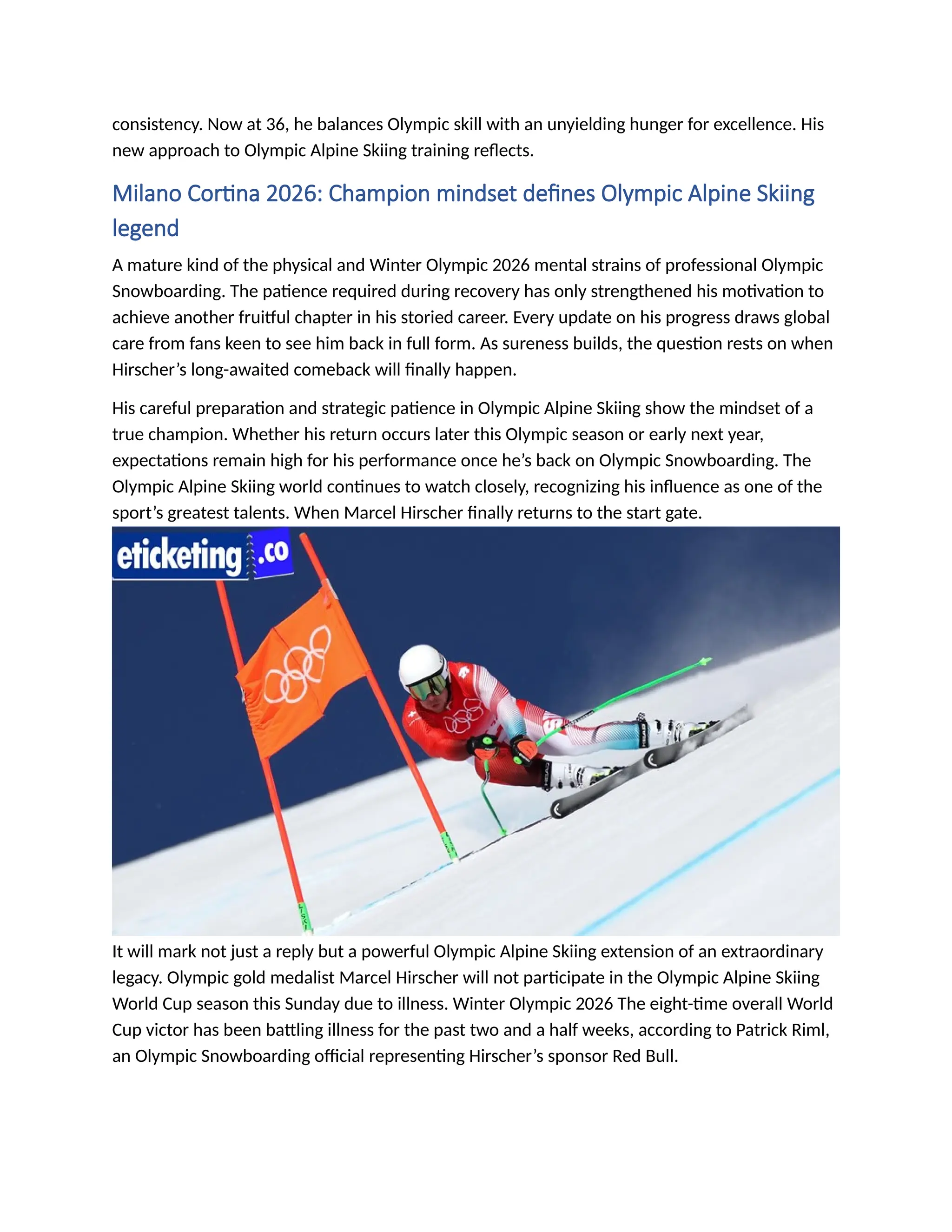 Winter Olympic 2026 Marcel Hirscher draws from the Olympic Alpine ...