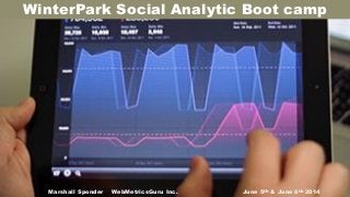 WinterPark Social Analytic Boot camp
Marshall Sponder WebMetricsGuru Inc. June 5th & June 6th 2014
 
