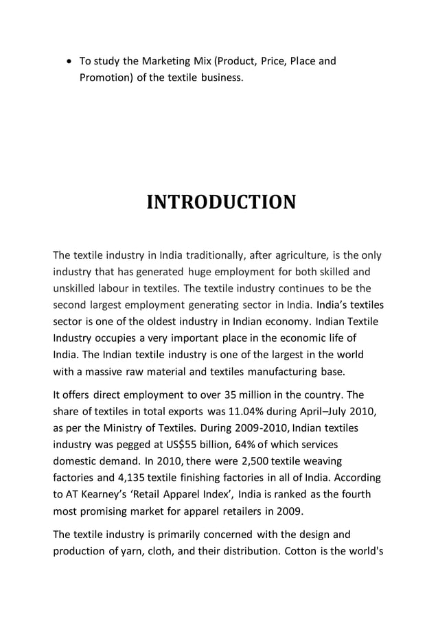 Project Report On Textile Industry