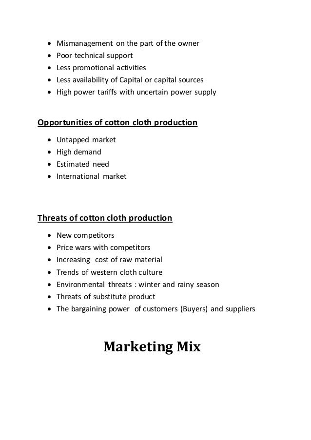 Project Report on Textile Industry