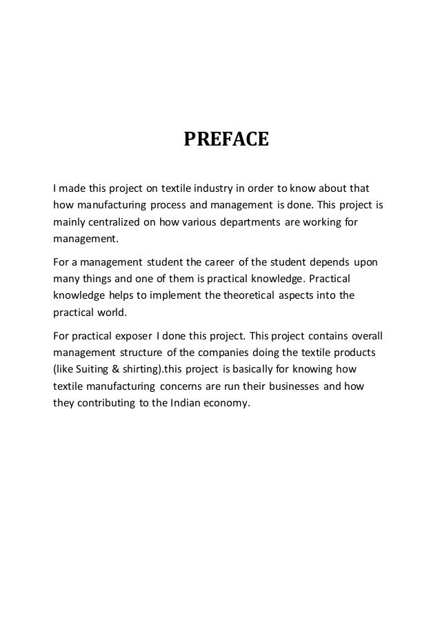 Project Report on Textile Industry