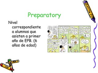 Preparatory Nivel correspondiente a alumnos que asisten a primer año de EPB. (6 años de edad) 