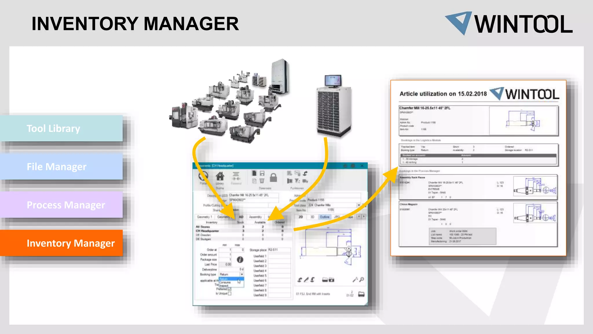 INVENTORY MANAGER
Tool Library
File Manager
Process Manager
Inventory Manager
 