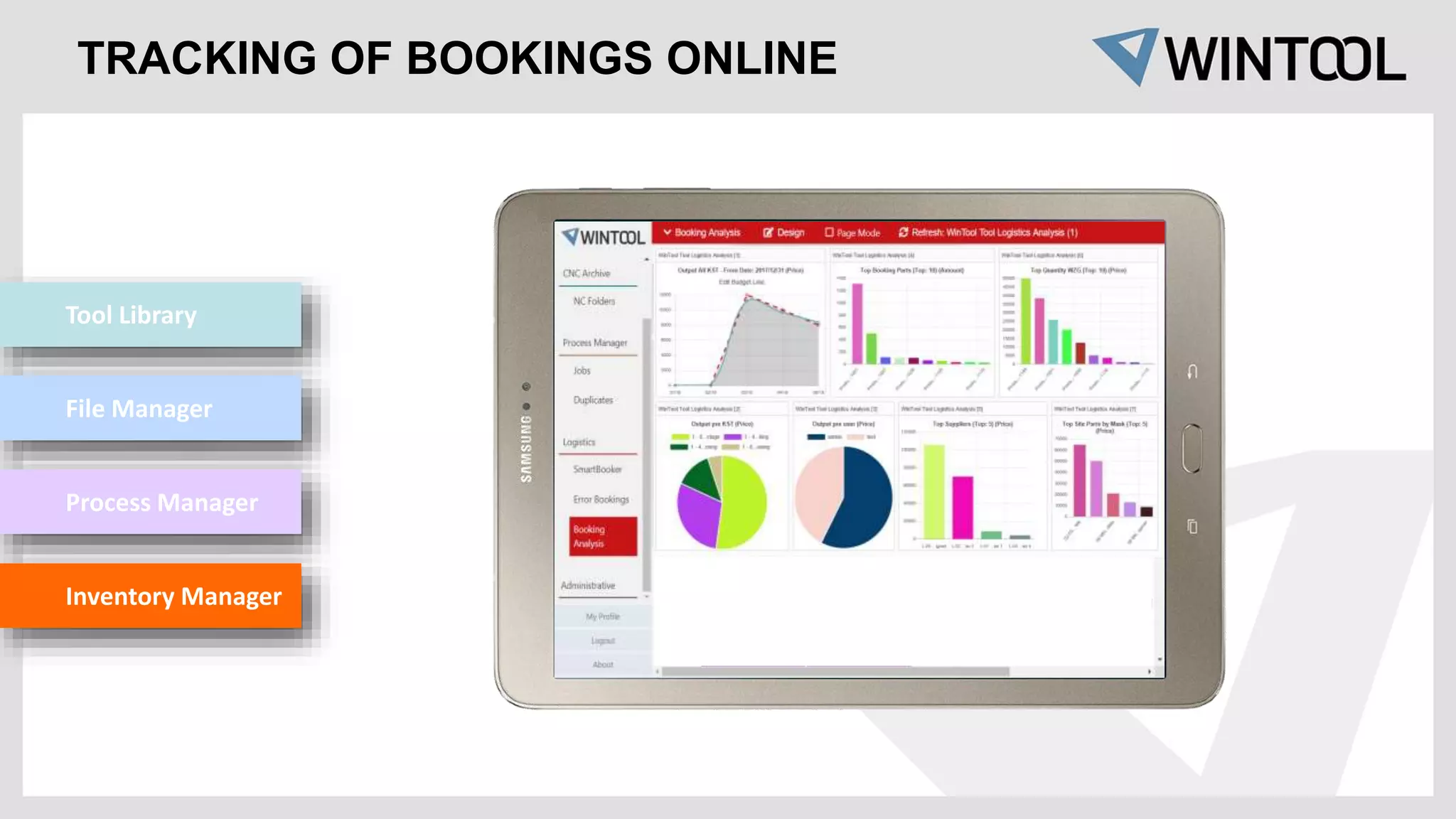 TRACKING OF BOOKINGS ONLINE
Tool Library
File Manager
Process Manager
Inventory Manager
 