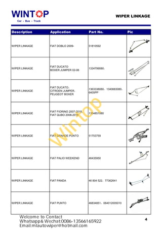 Wintop wiper linkage catalog PDF