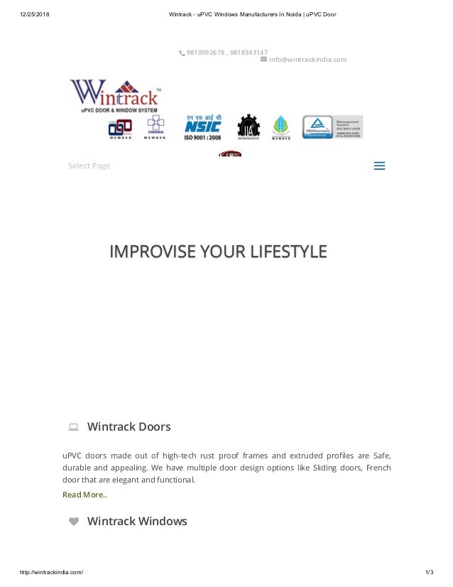 Wintrack U Pvc Windows Manufacturers In Noida Upvc Door