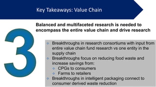 32
Balanced and multifaceted research is needed to
encompass the entire value chain and drive research
Key Takeaways: Valu...