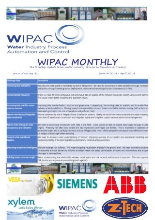 WIPAC MONTHLYThe Monthly Update from Water Industry Process Automation & Control
	www.wipac.org.uk										Issue 4/2019- April 2019
 