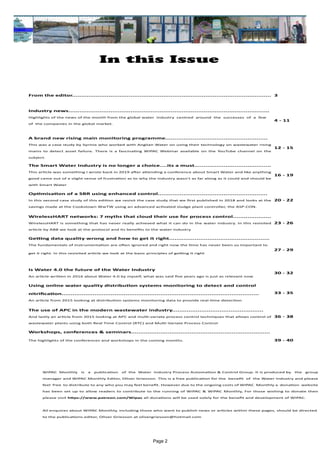 Page 2
In this Issue
WIPAC Monthly is a publication of the Water Industry Process Automation & Control Group. It is produc...