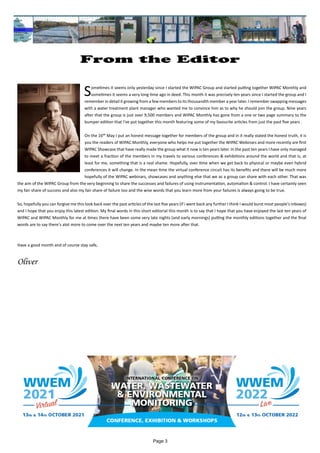 Page 3
From the Editor
	 		 	
Sometimes it seems only yesterday since I started the WIPAC Group and started putting togeth...