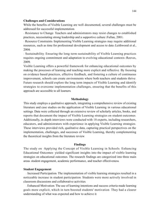Applying the concept of visible learning in schools: enhancing ...