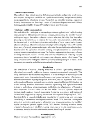 Applying the concept of visible learning in schools: enhancing ...