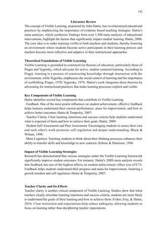 Applying the concept of visible learning in schools: enhancing ...